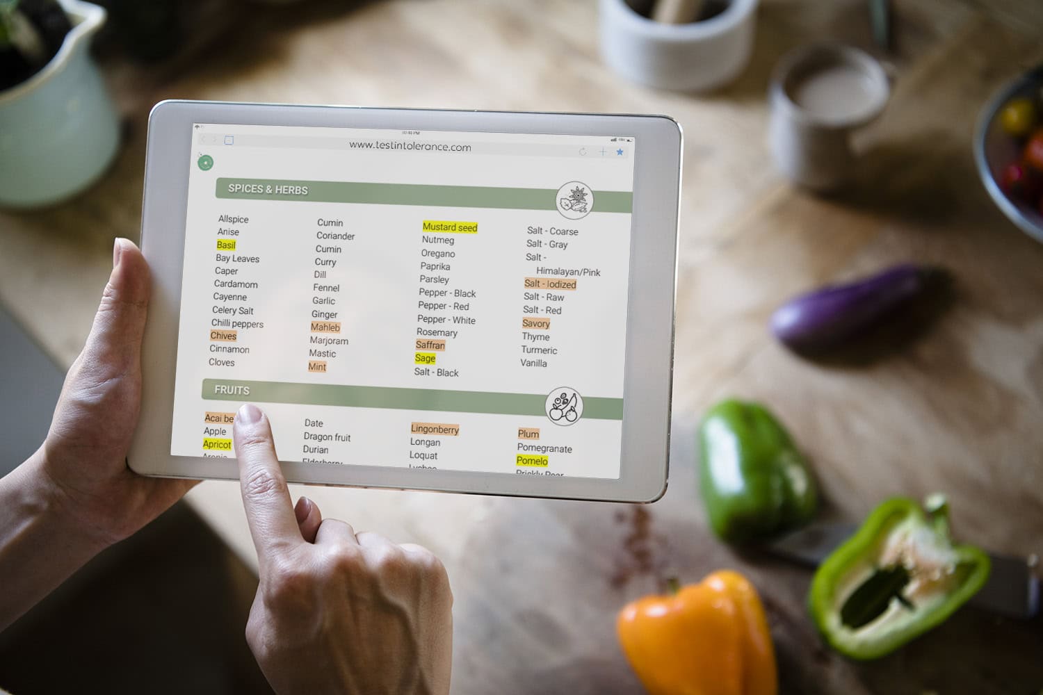 Food TestIntolerance results on a tablet